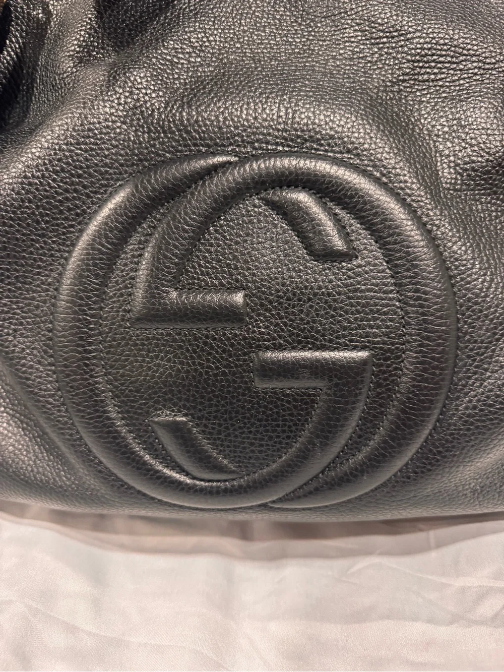 Gucci Soho Black Pebbled Leather Hobo Bag with Tassel